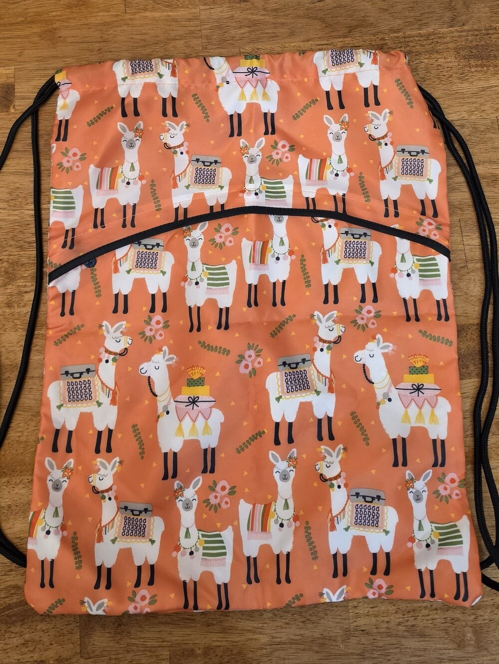 Thirty One Llama Drama Orange Llama Drawstring Backpack